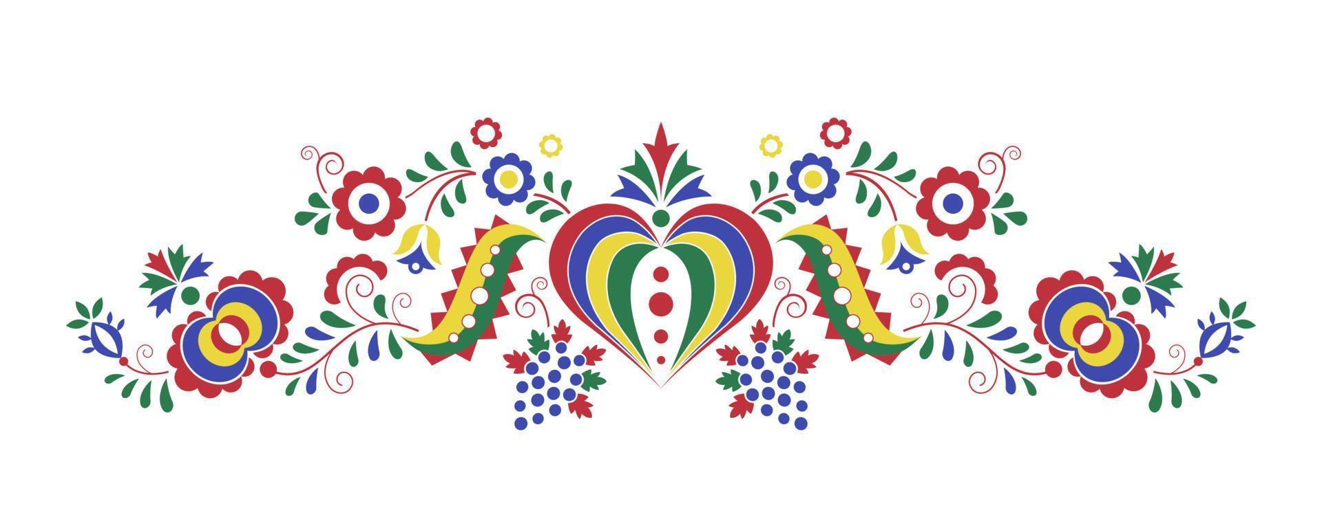ornement folklorique traditionnel. ornement tchèque de la région podluzi. symbole décoratif de broderie florale isolé sur fond blanc. illustration vectorielle vecteur