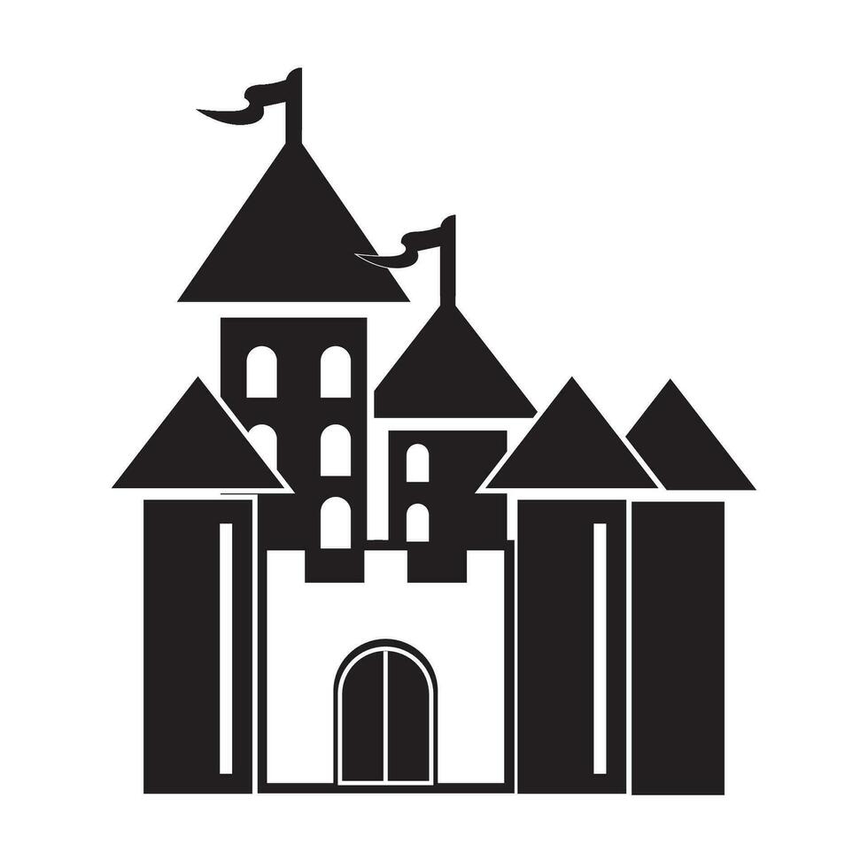 Château icône logo vecteur conception modèle