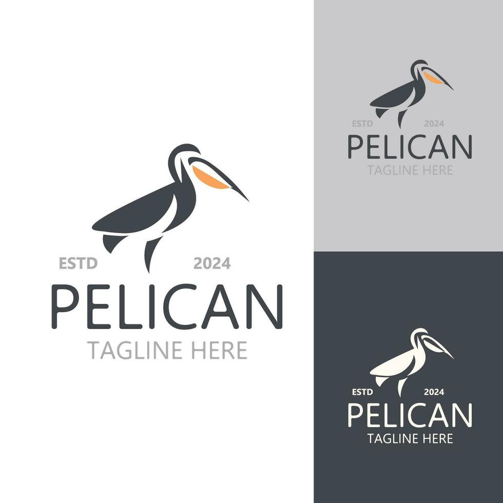 pélican oiseau silhoutte ancien logo vecteur illustration modèle icône graphique conception