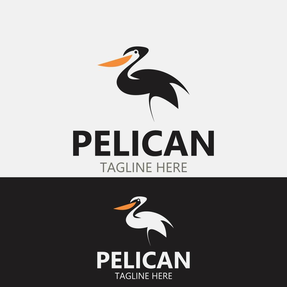 pélican oiseau silhoutte ancien logo vecteur illustration modèle icône graphique conception