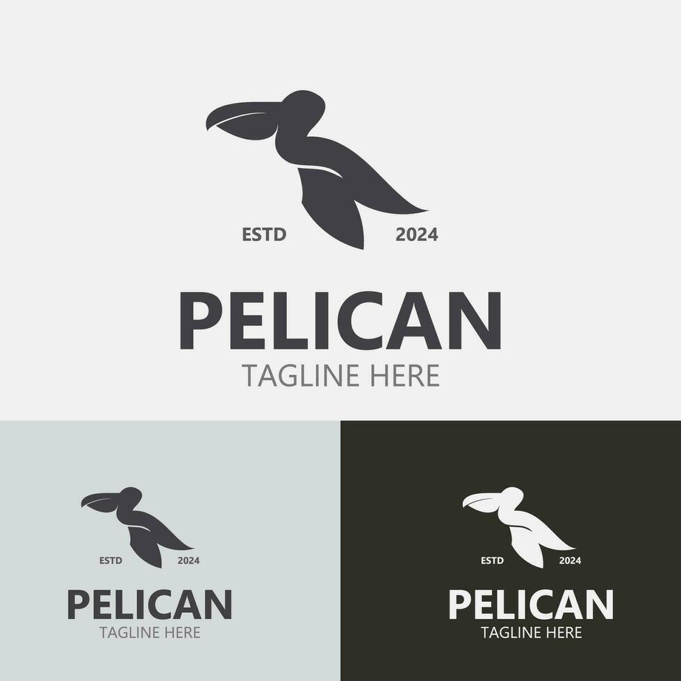 pélican oiseau silhoutte ancien logo vecteur illustration modèle icône graphique conception