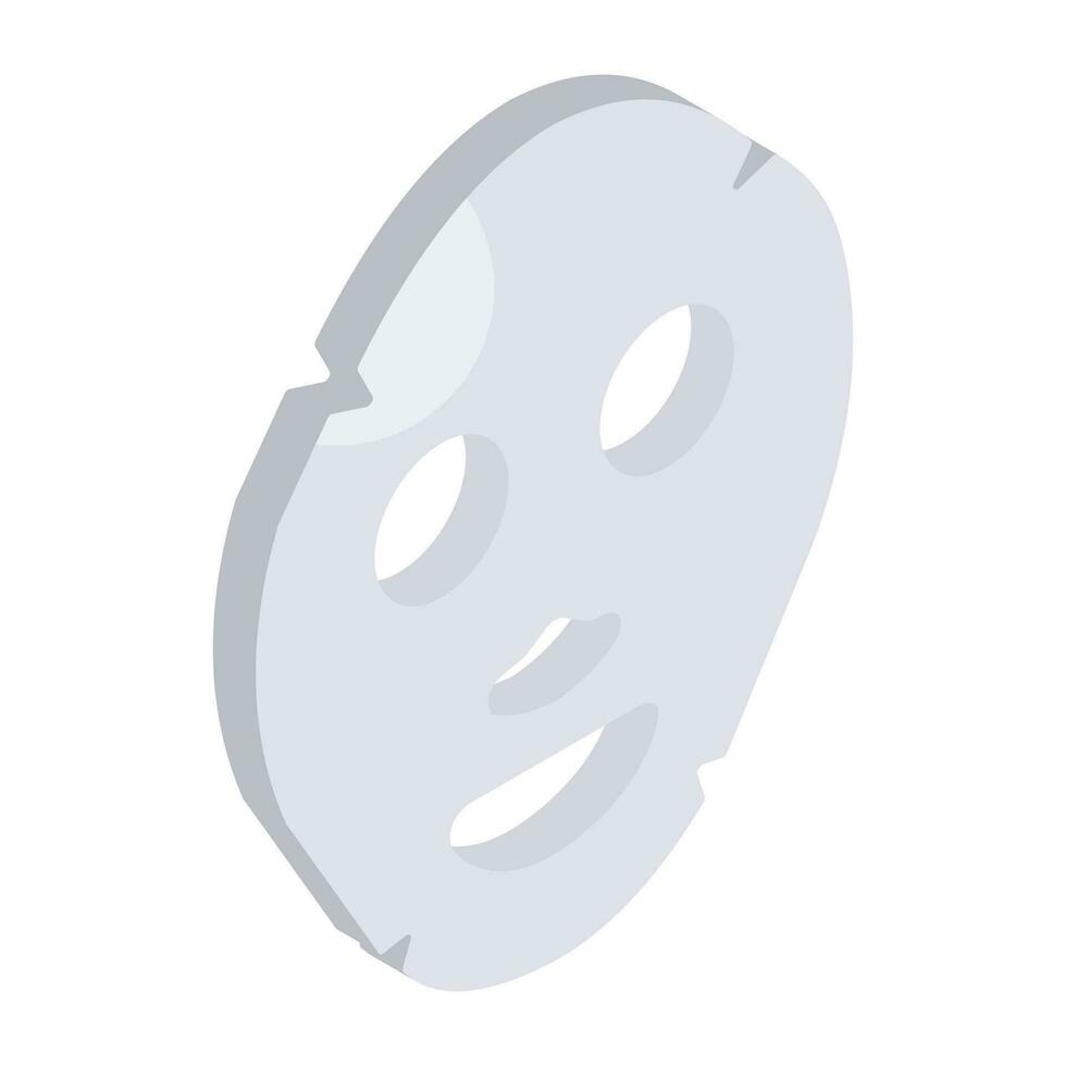 conceptuel isométrique conception icône de visage feuille masque vecteur