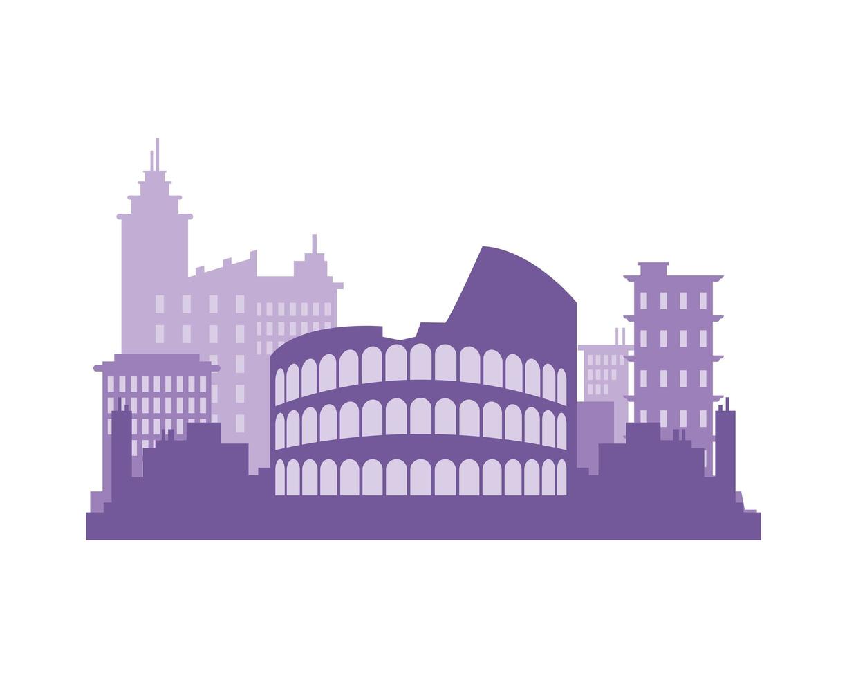 icône de silhouette de l'architecture de la ville de rome vecteur