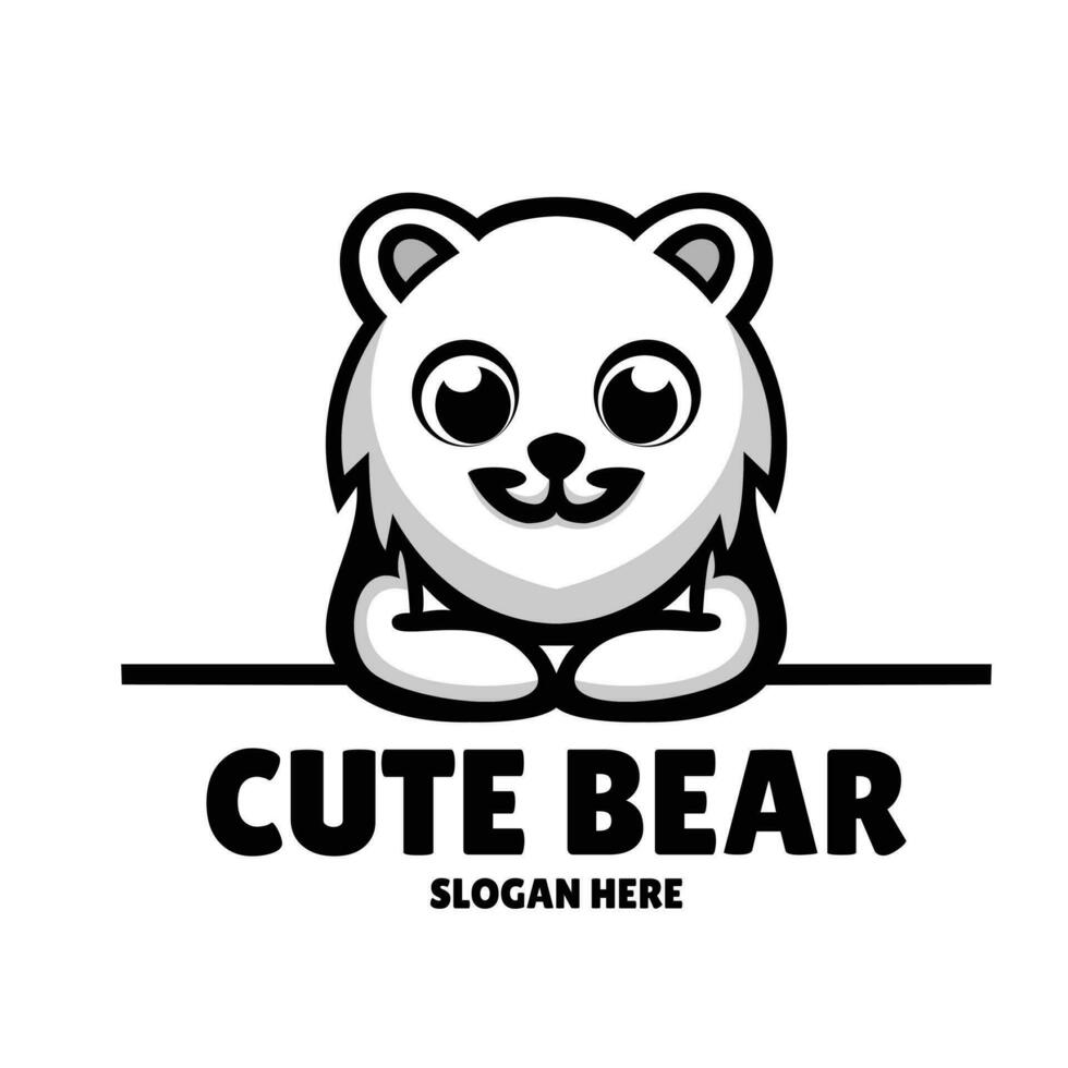 mignonne ours mascotte logo conception illustration vecteur