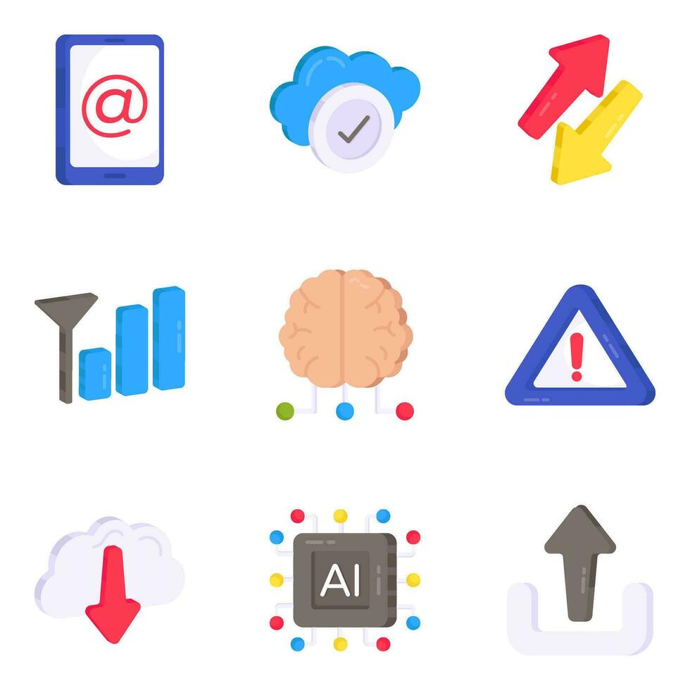 pack de la communication et Sécurité plat Icônes vecteur