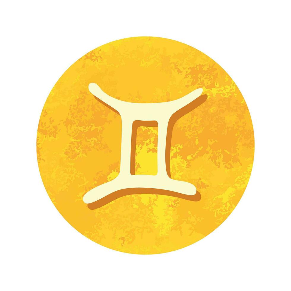 main tiré Gémeaux zodiaque signe dans d'or rond Cadre astrologie griffonnage clipart élément pour conception vecteur