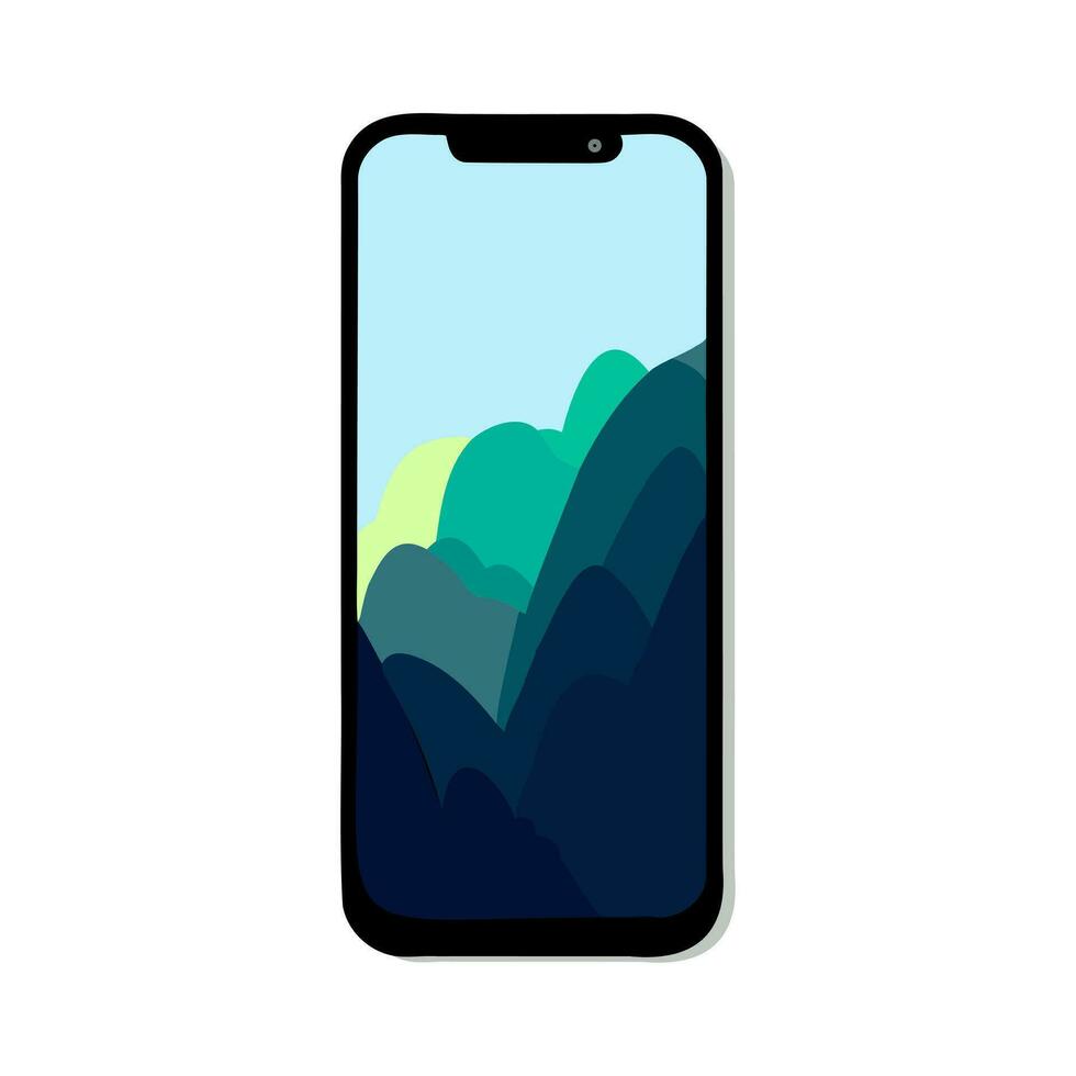 téléphone intelligent avec une image de montagnes sur le filtrer. vecteur illustration