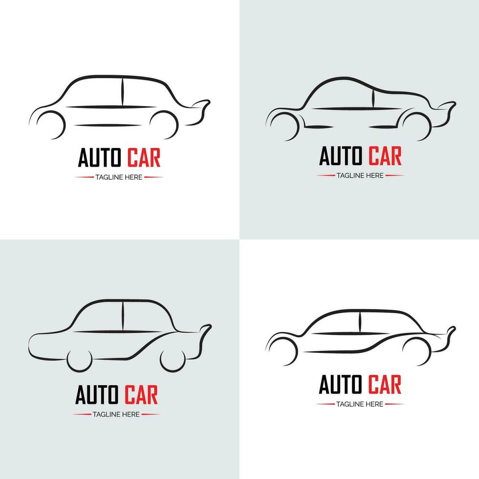 silhouette des sports course auto voitures Icônes ensemble, moderne formes mince ligne contour symboles, vecteur contour des illustrations