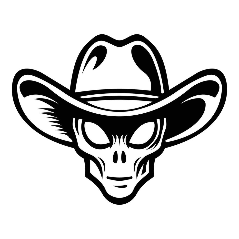 ai généré extraterrestre portant cow-boy chapeau iconique logo vecteur illustration.