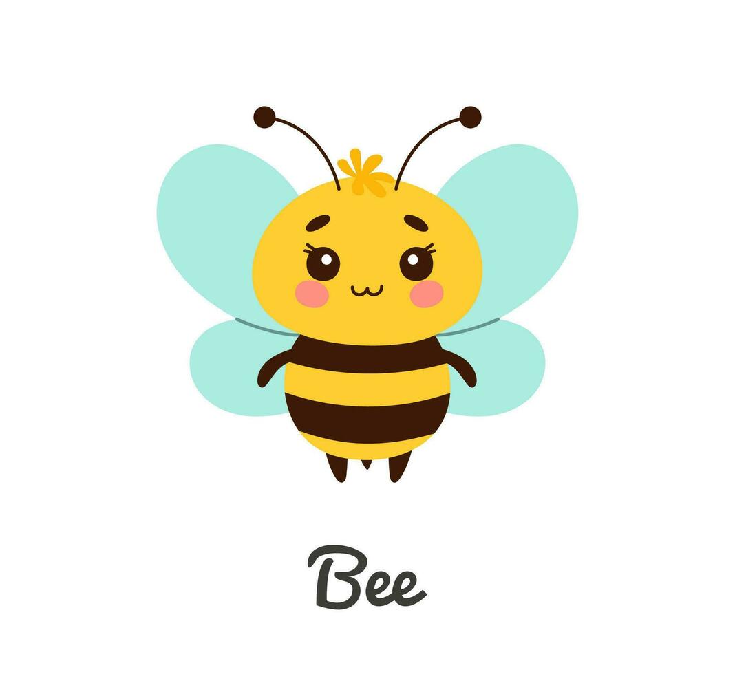 mignonne abeille insecte, dessin animé personnage vecteur illustration