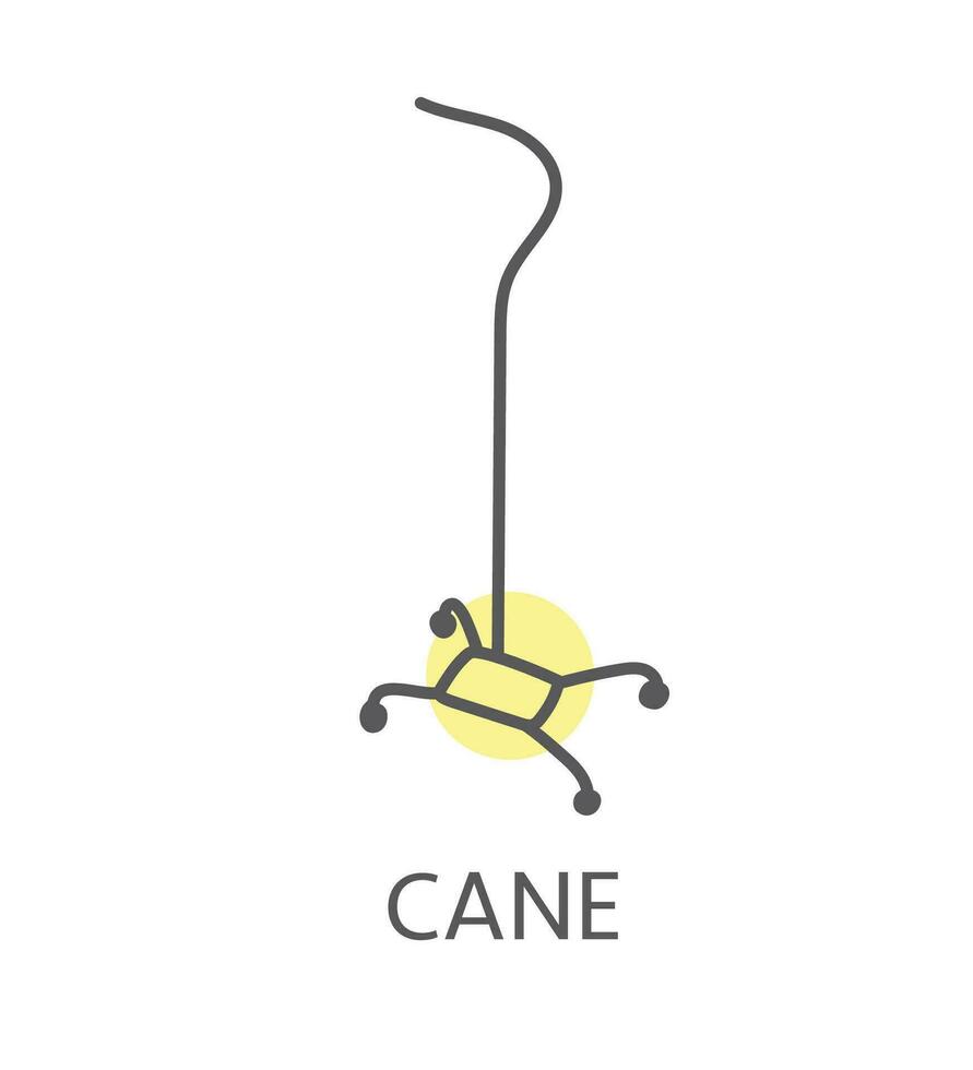 vecteur icône canne, pour physiothérapie et réhabilitation. linéaire illustration