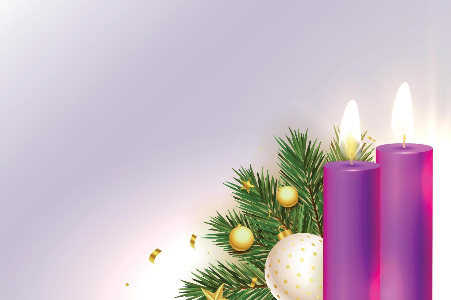deux violet avènement bougies décoratif Contexte vecteur