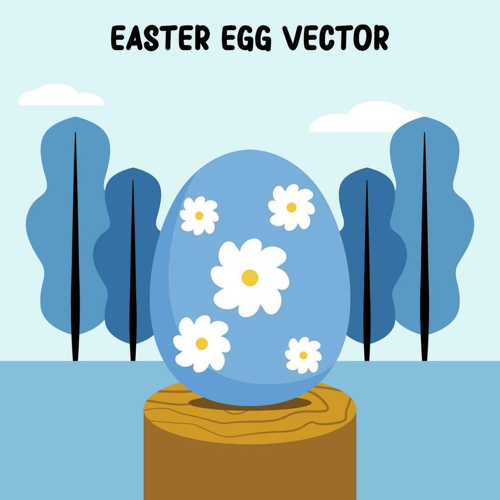 Pâques des œufs illustration plat vecteur dans bleu avec fleurs