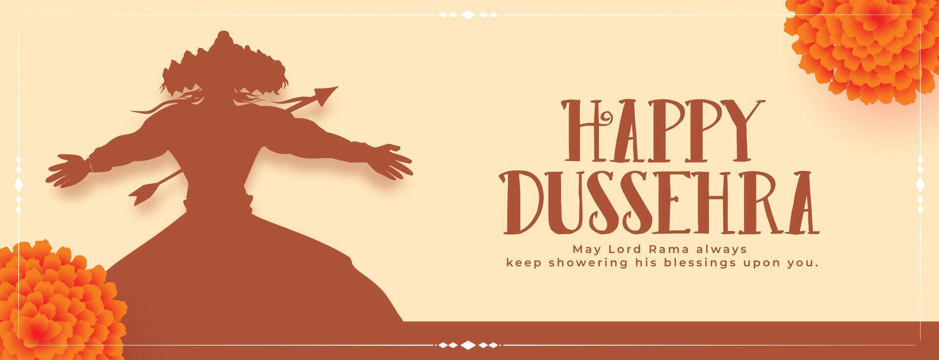 content dussehra traditionnel carte avec raavan silhouette vecteur