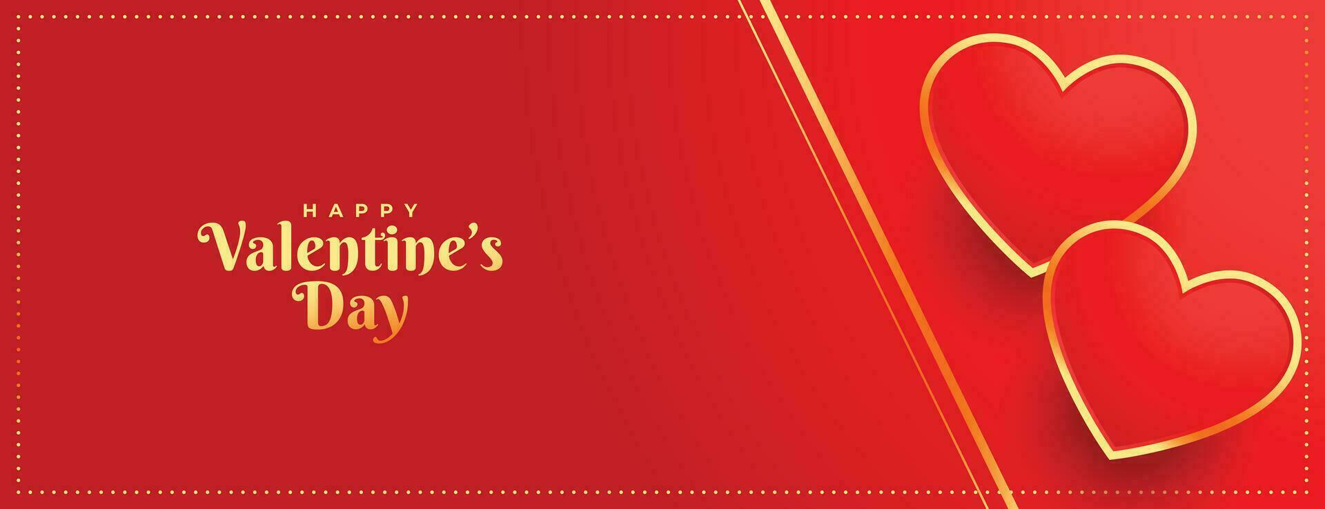 rouge valentines journée bannière avec d'or cœurs vecteur
