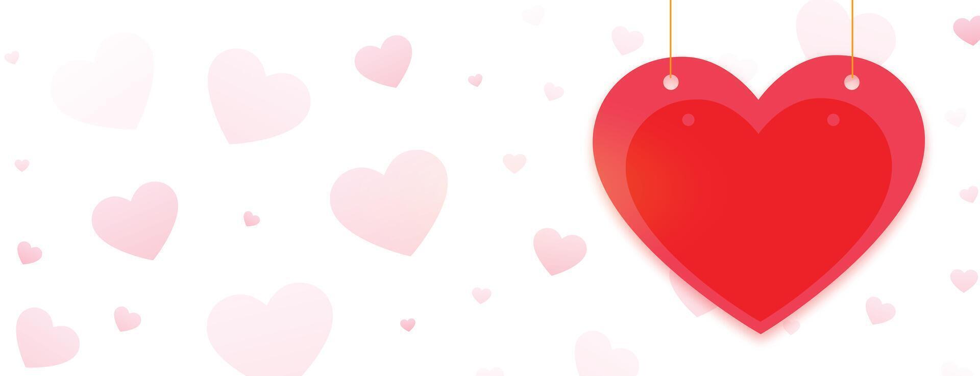 content valentines journée salutation bannière avec rouge cœur vecteur