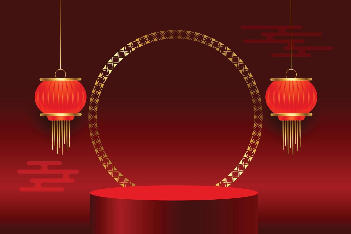 rouge chinois Contexte avec podium pour produit afficher vecteur