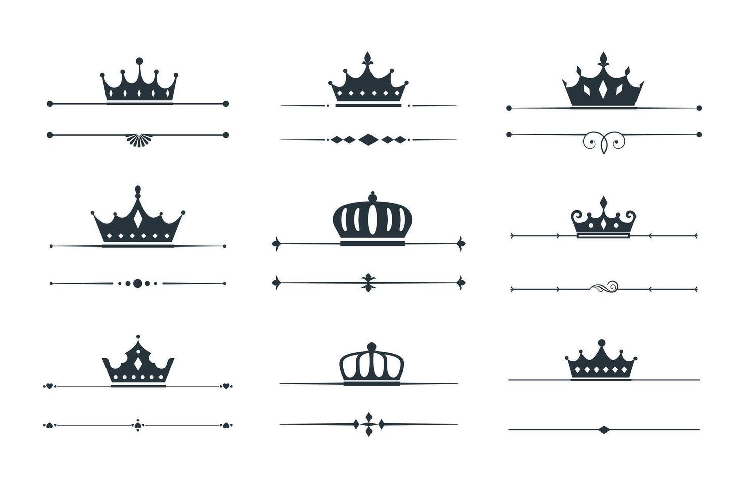 ensemble de couronne loqotype frontière conception vecteur