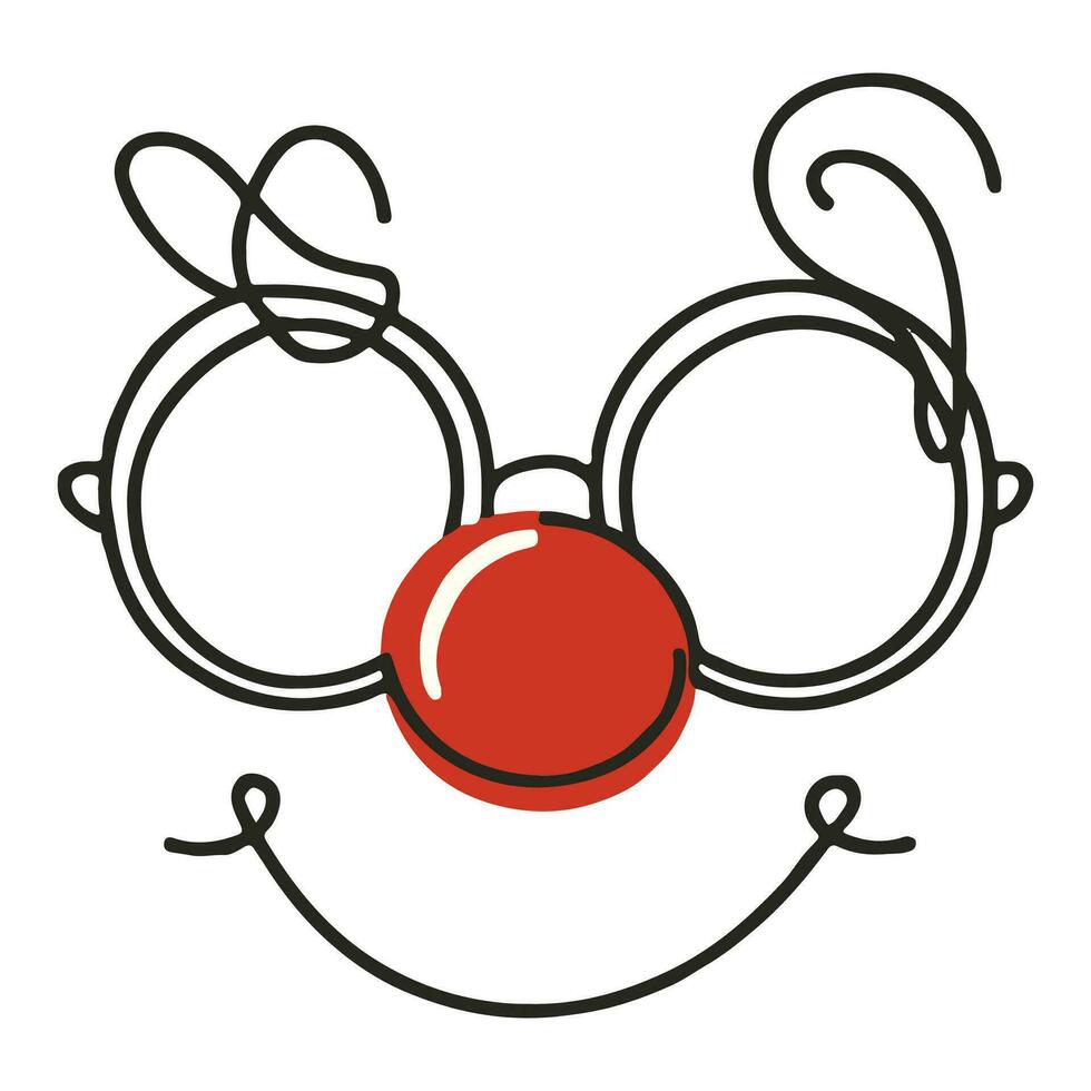 ai généré continu ligne dessin de carnaval des lunettes de protection avec une rouge nez journée. conception élément pour logo ou emblème . main tiré symbole vecteur illustration