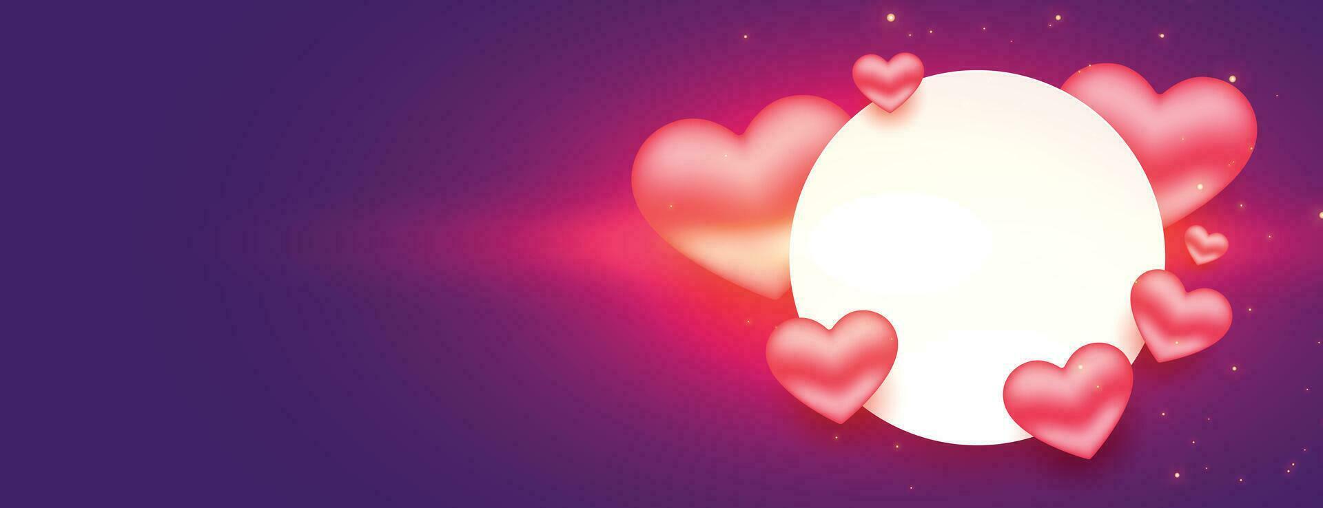 brillant 3d cœurs valentines journée bannière avec texte espace vecteur