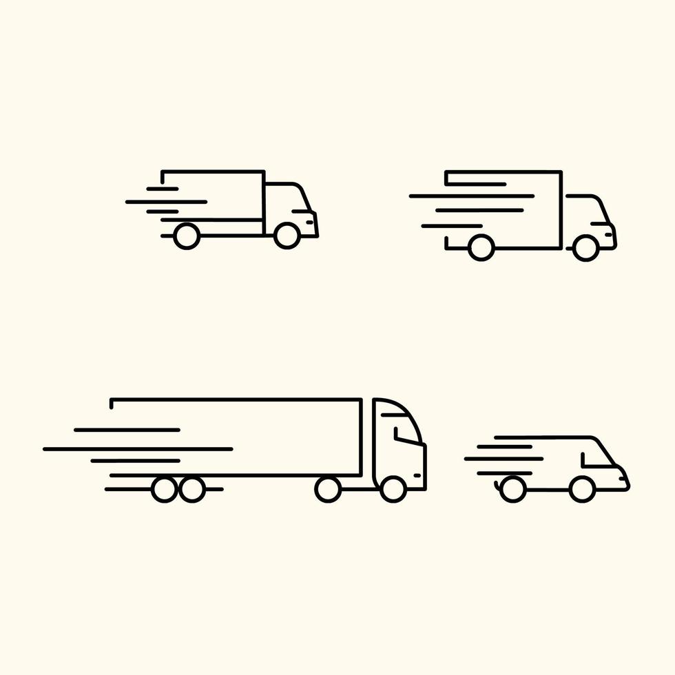 jeu d'icônes de camion. fret, symbole de livraison. illustration vectorielle. icônes d'expédition, d'étiquettes de produits d'expédition ou de bannières d'expédition isolées sur fond crème vecteur