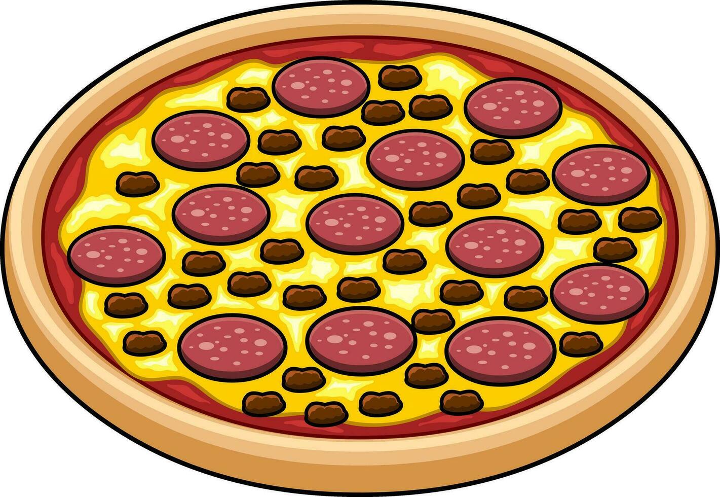 dessin animé pepperoni Pizza. vecteur main tiré illustration