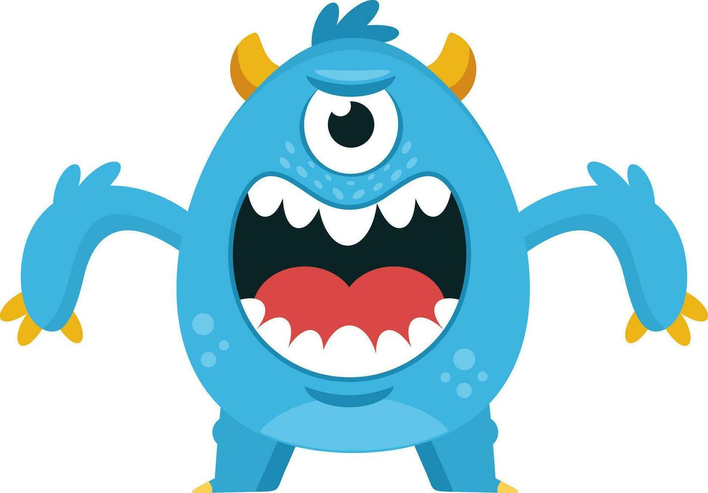 en colère bleu monstre dessin animé personnage. vecteur illustration plat conception