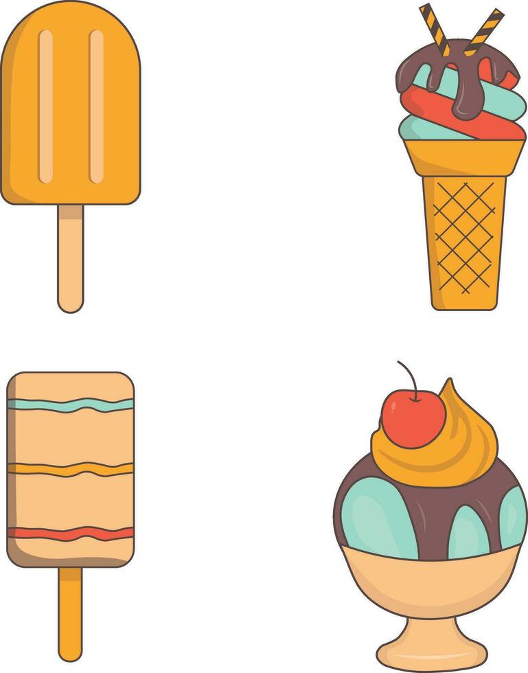 ensemble de la glace crème délicieux. coloré dessin animé style. vecteur illustration