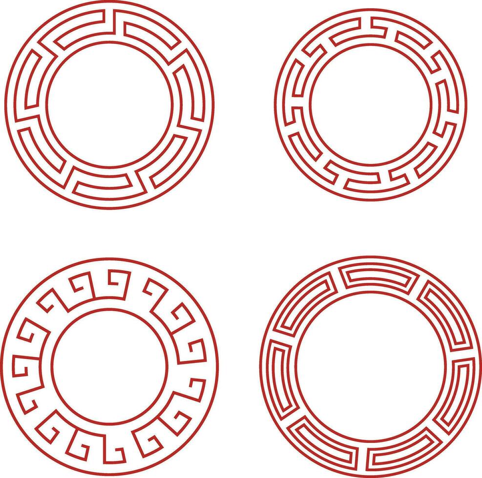 rouge chinois cercle Cadre Icônes. Oriental style. isolé vecteur