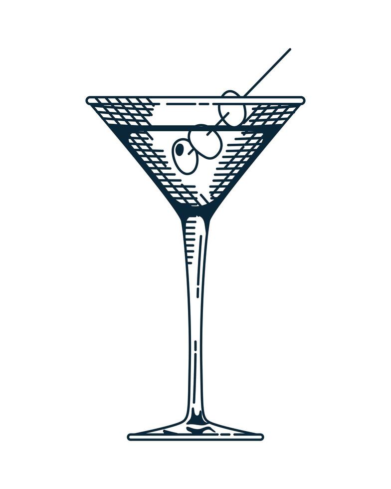 cocktail coupe boisson boisson icône de style dessiné à la main vecteur