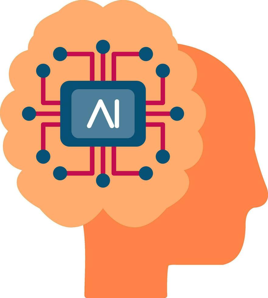 icône plate d'intelligence artificielle vecteur