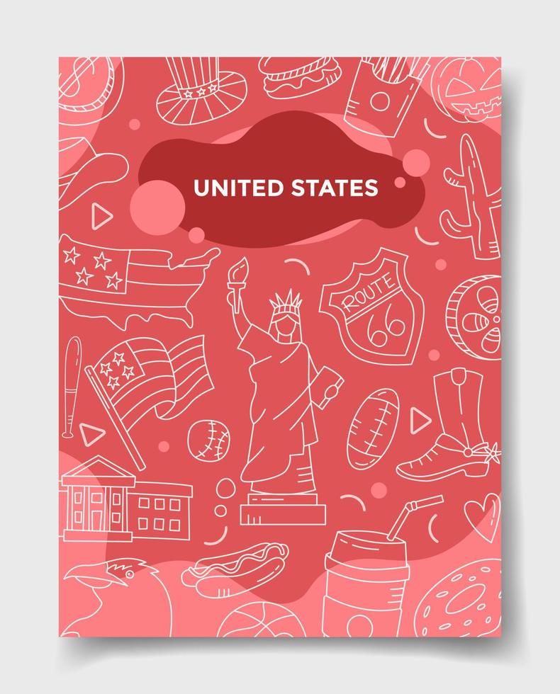 états-unis états-unis pays nation avec style doodle vecteur