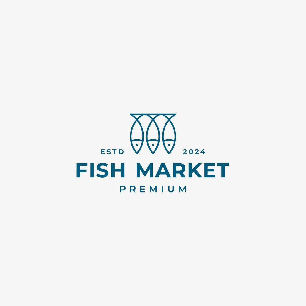 Facile minimaliste poisson marché logo conception vecteur