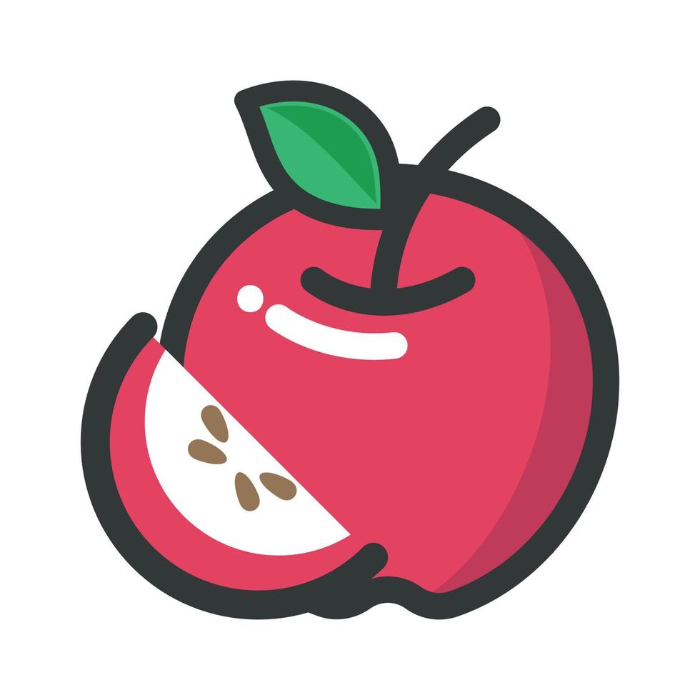 icône ou logo de pomme rouge avec des icônes vectorielles de tranche vecteur