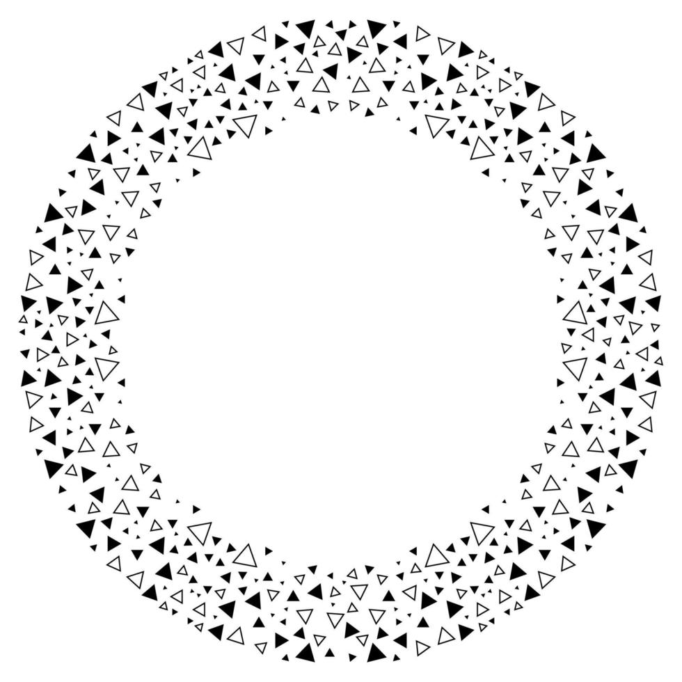 cadre rond géométrique de triangles isolé sur fond blanc. élément de cercle triangulaire. vecteur