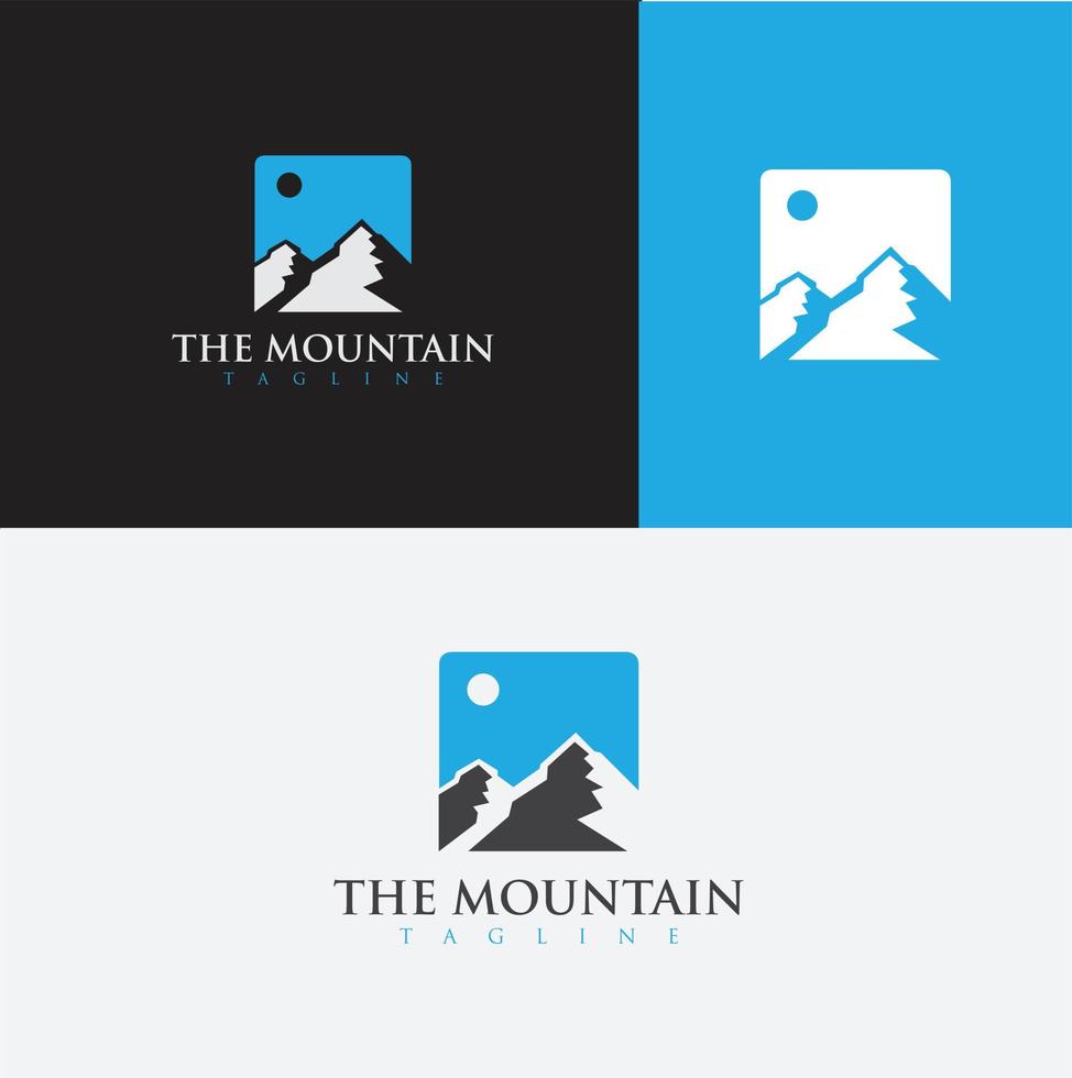 logo d'aventure en montagne alpine design extérieur en montagne, randonnée, camping, expédition et aventure en plein air. explorer la nature vecteur
