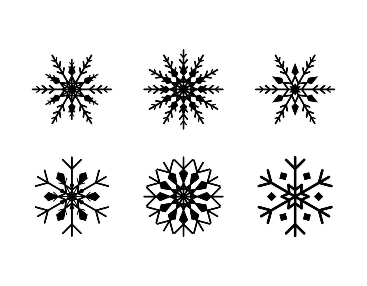 ensemble de flocon de neige simple de lignes noires. décoration festive pour le nouvel an et noël vecteur