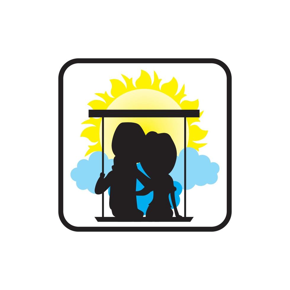 Couple silhouette romance vector illustration - proposition joyeux - mariage