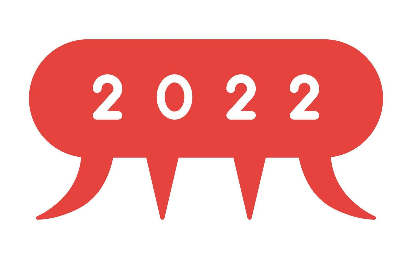 concept de vecteur de nouvel an 2022, bulle de dialogue et 4 discours