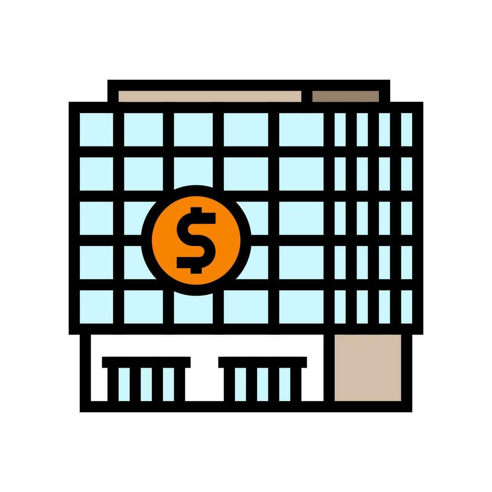 Paiement banque bâtiment Couleur icône vecteur illustration