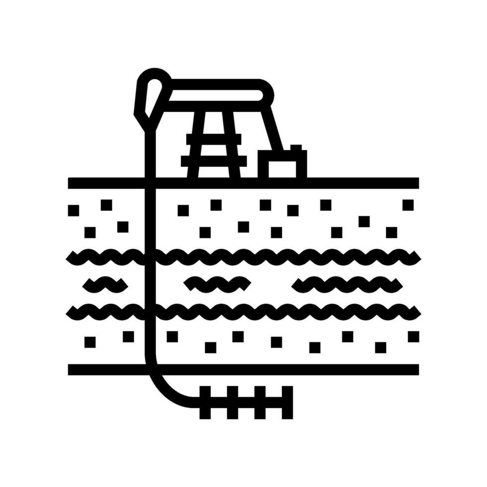 hydraulique fracturation pétrole industrie ligne icône vecteur illustration