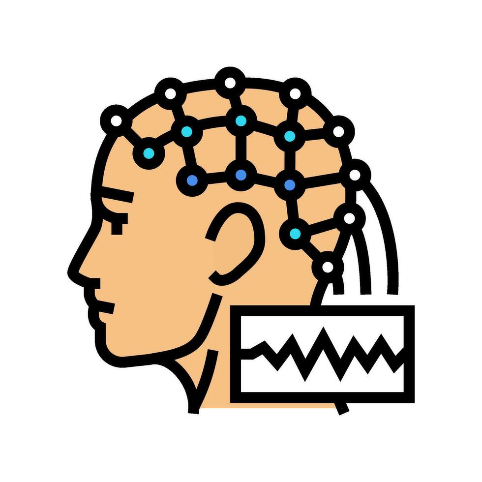 eeg surveillance neuroscience neurologie Couleur icône vecteur illustration