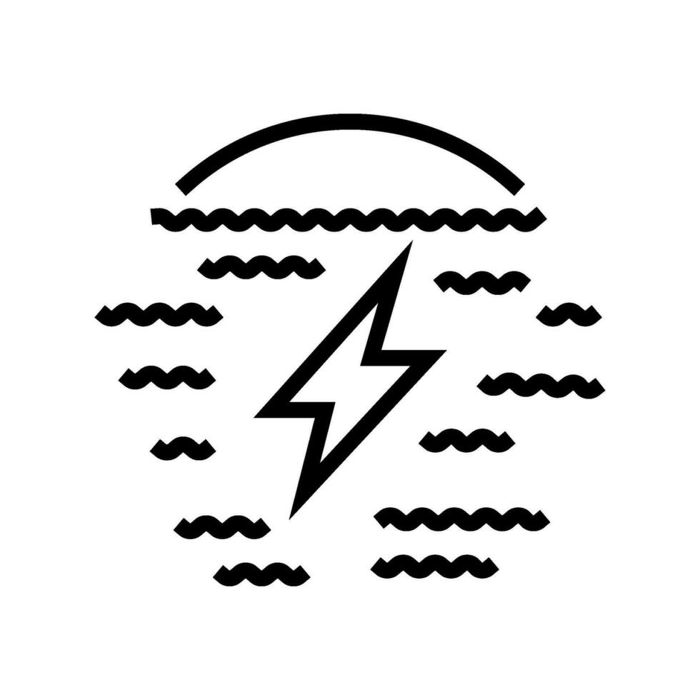 vague énergie convertisseur marée ligne icône vecteur illustration