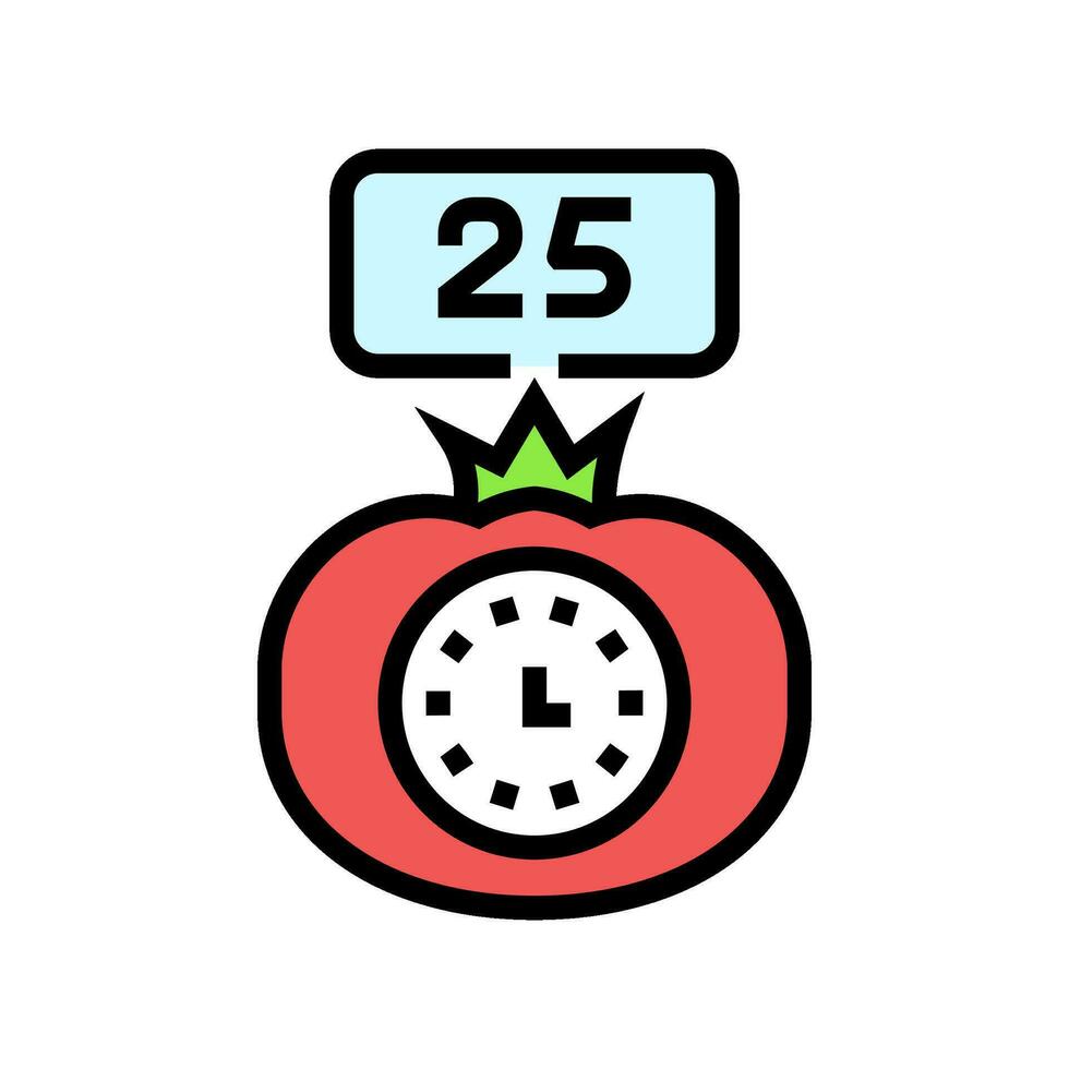 pomodoro technique temps la gestion Couleur icône vecteur illustration