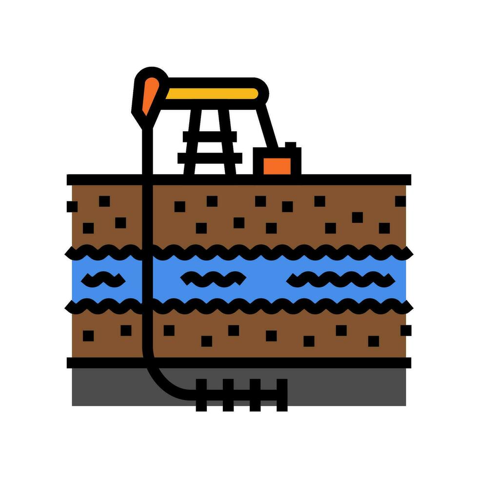 hydraulique fracturation pétrole industrie Couleur icône vecteur illustration