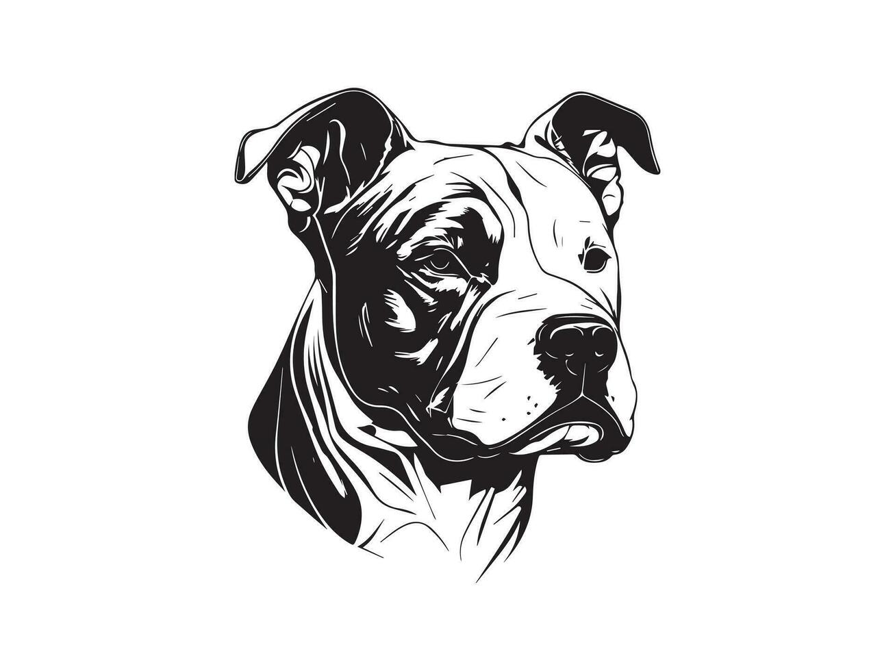 pitbull noir et blanc chien tête vecteur illustration