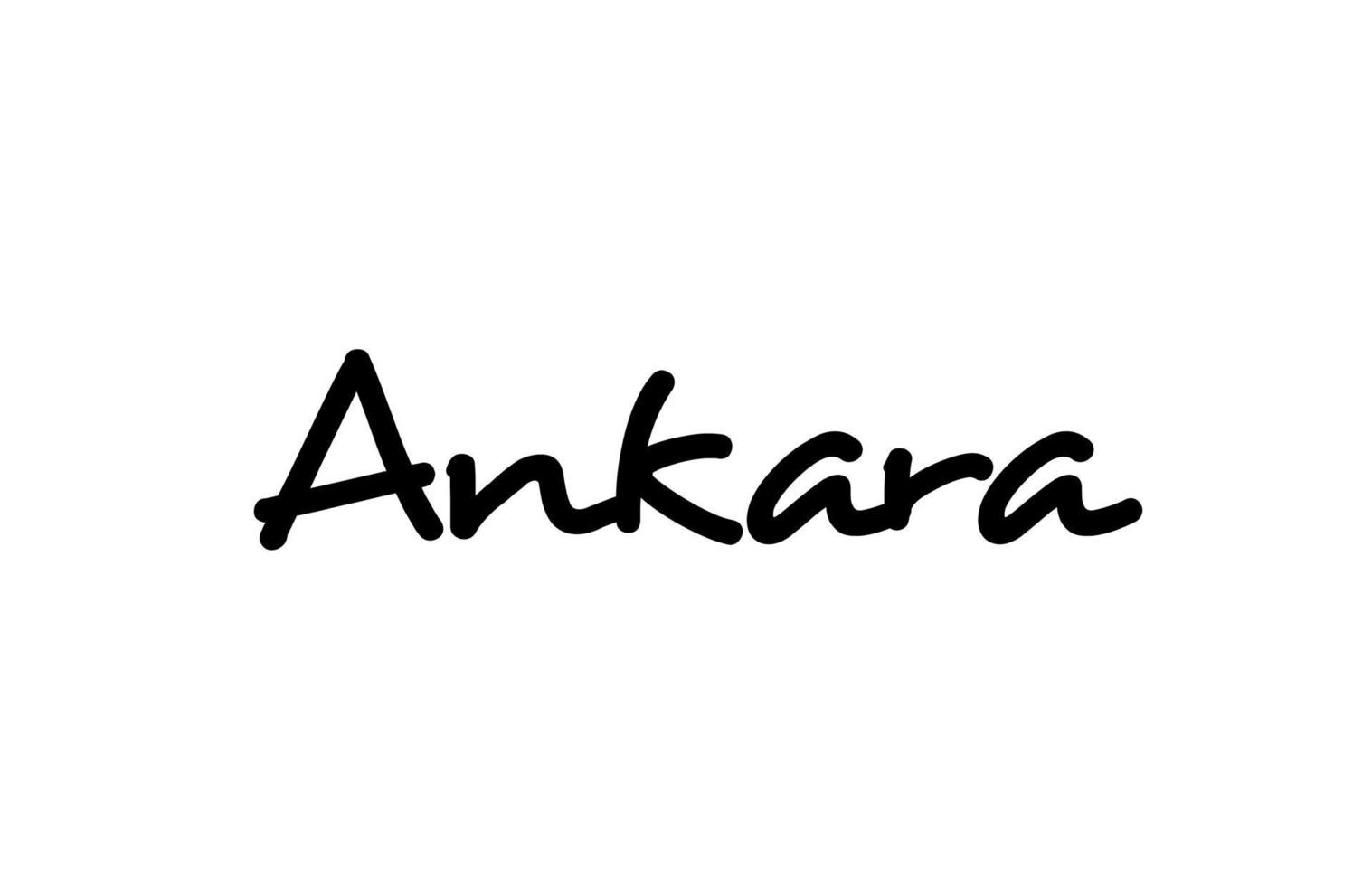 lettrage à la main des mots manuscrits de la ville d'ankara. texte de calligraphie. typographie en couleur noire vecteur