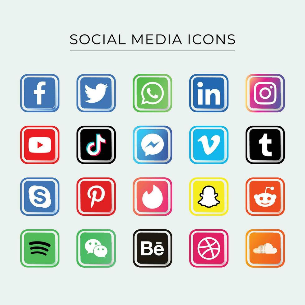 social médias vecteur icône collections