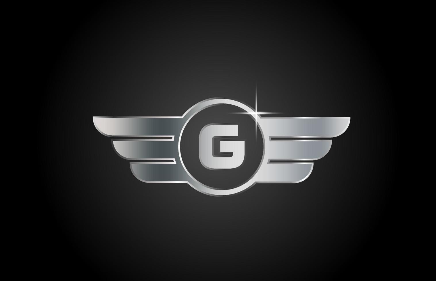 icône du logo de la lettre de l'alphabet g pour les entreprises et les entreprises avec la conception d'ailes vecteur