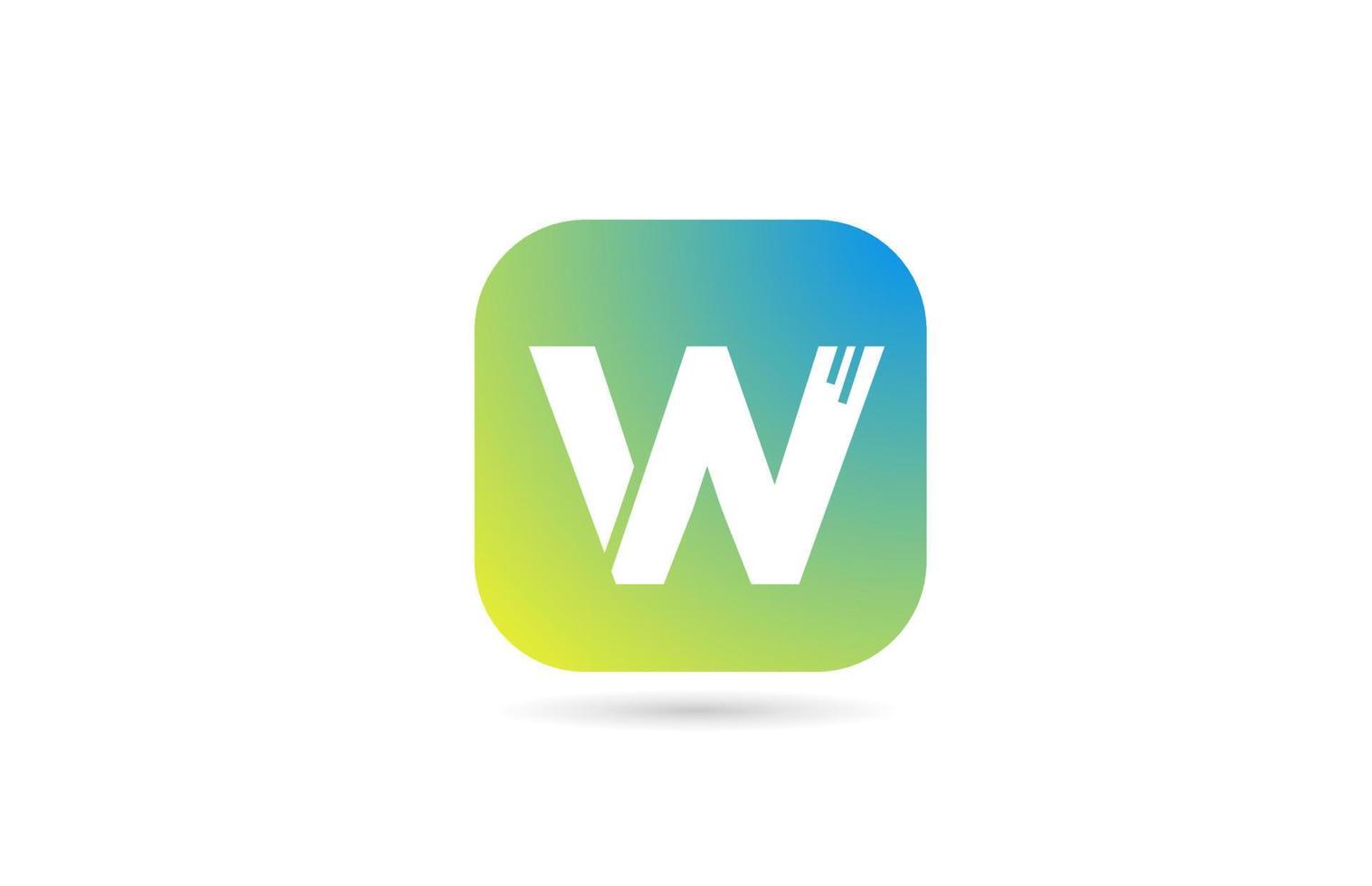 création d'icône de logo de lettre alphabet bleu vert w pour les entreprises et l'entreprise. modèle de couleur pastel vecteur